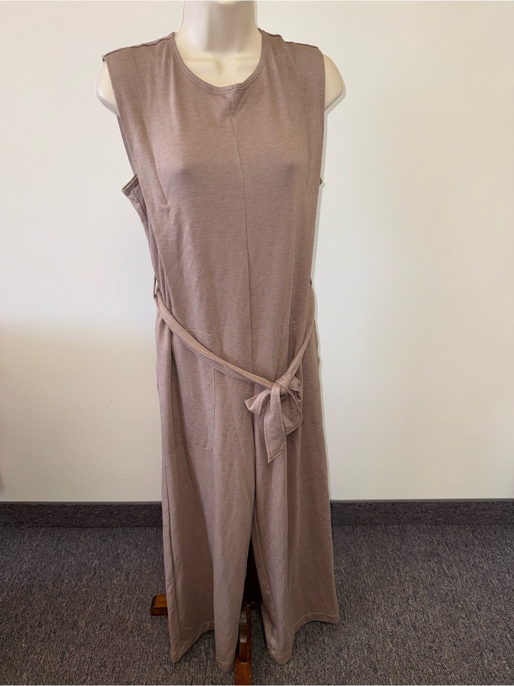 Max Studio (Medium) Tan Jumpsuit with Tied Waist
